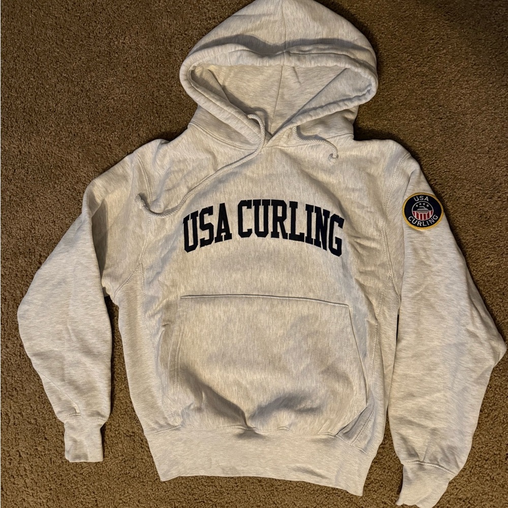 USA Curling Gray Hoodie